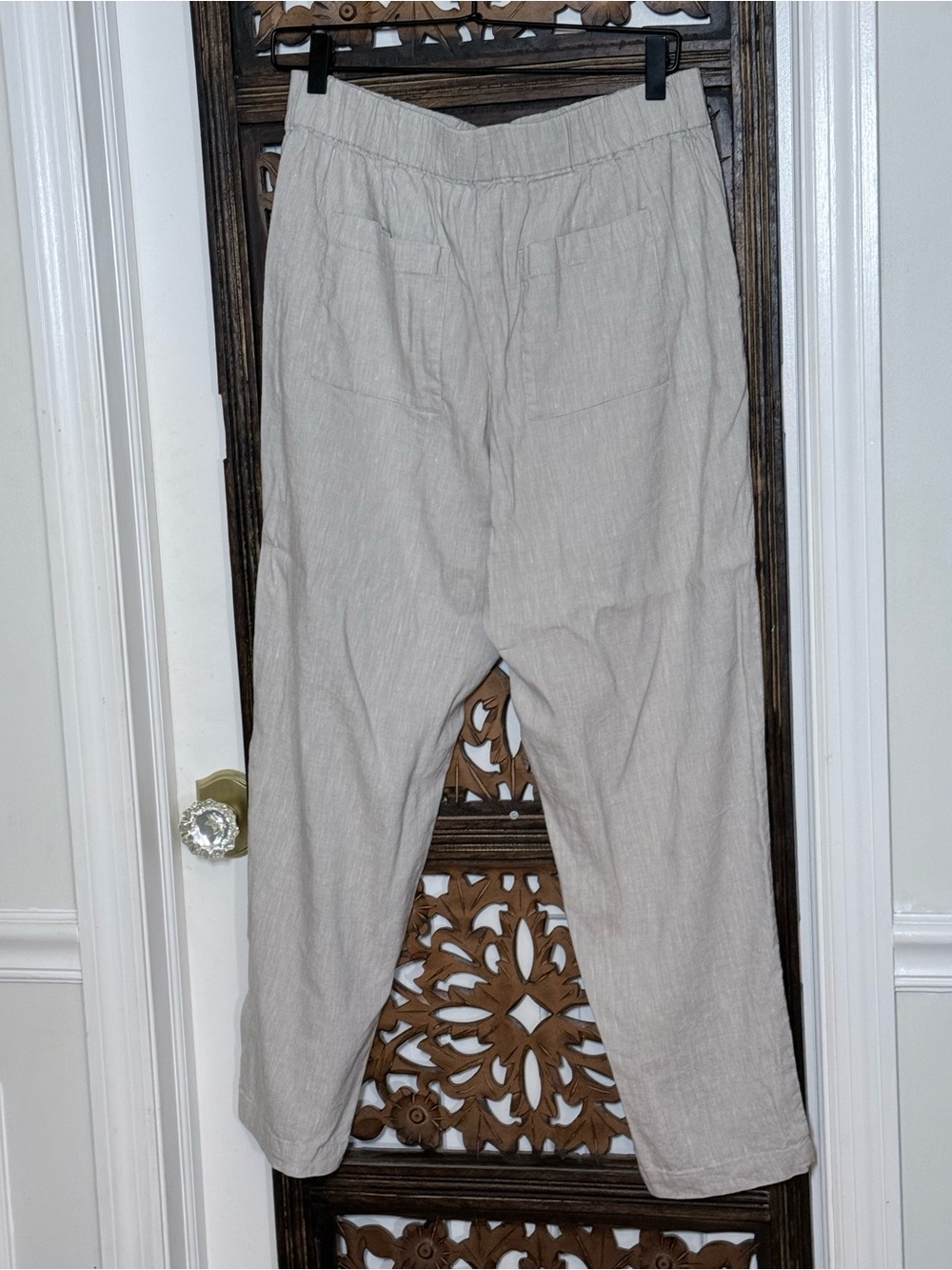 Lou & Grey Linen Blend Pull-On Cropped Pants Bundle Elastic Waist Blue Beige M - Picture 5 of 16